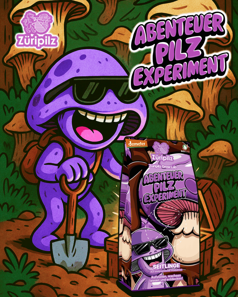 Spori gräbt nach einem Schatz und stößt auf das Pilzexperiment