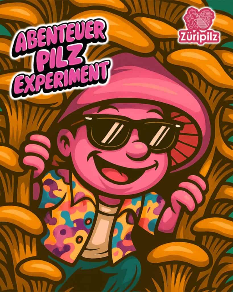 Luma umgeben von Pilzen, schaut aufmerksam durch den Pilzwald