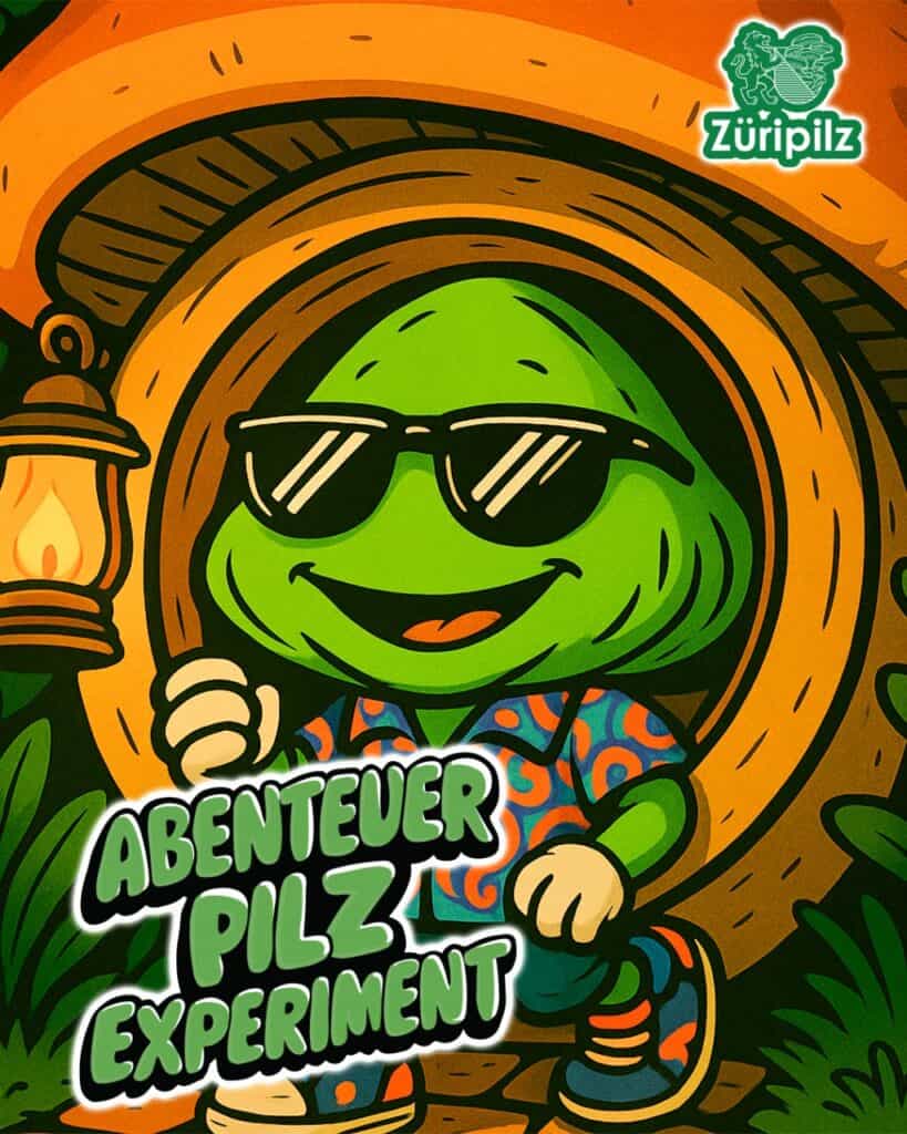 Mossa schaut aus dem Fenster seines Pilzhauses ins Freie