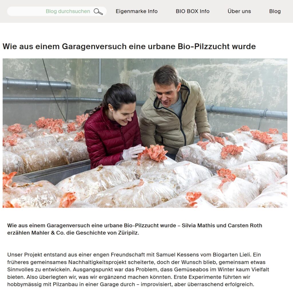 Züripilz in der NZZ – Stadtpilze aus Zürich erobern die Feinschmeckerwelt Screenshot 2025 05 21 172506